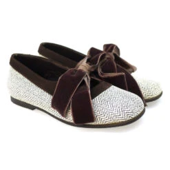 Bailarina Merceditas Niña Espiga Lazo Marrón Carrile