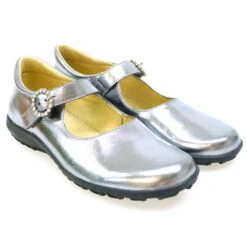 Merceditas Metalizada Hebilla Naturino Lally Plata