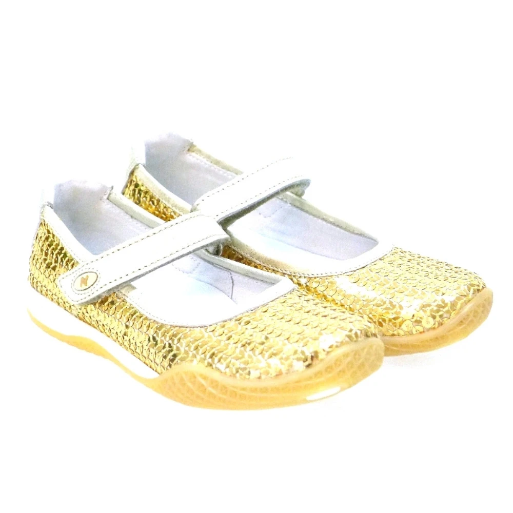 Merceditas Niña Velcro Lentejuelas Oro Naturino Cayon - Imagen 3