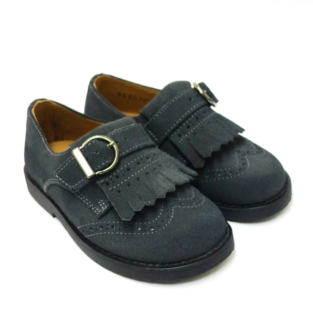 Zapato De Vestir Para Niño Con Flecos Gris - Imagen 2