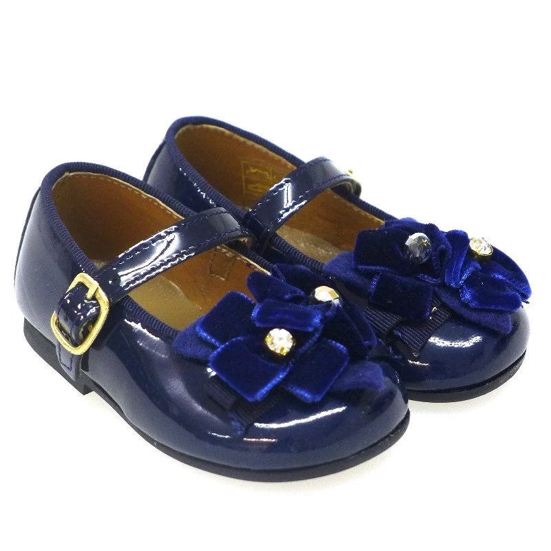 Merceditas Bebé Piel Charol Coca Terciopelo Clarys 0880 - Imagen 4