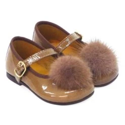 Merceditas Bebé Charol Arena Pompón Clarys 1018