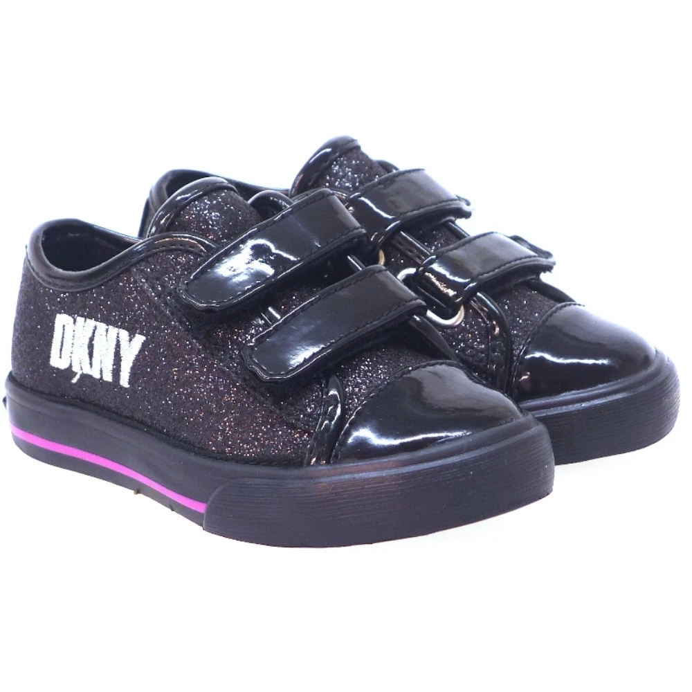 Donna Karan Zapato Deportivo Velcros Charol Negro Dkny Linden Sparkle - Imagen 3