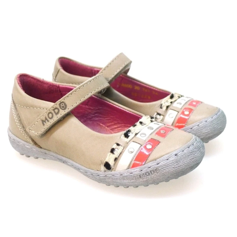 Merceditas Niña Velcro Piel Arena Mod'8 Flam Rose - Imagen 5