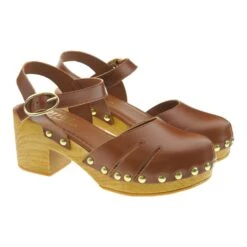 Zueco Madera Tacón Y Plataforma Hebilla Tziana 11830