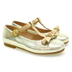 Merceditas Forma T Metalizada Lazo Y Hebilla Carrile