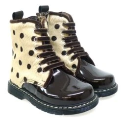 Bota Tipo Dr. Marten's Niña Charol Y Pony Marron