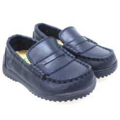 Mocasines Piel Napa Azul Marino Con Elástico Naturino 4114
