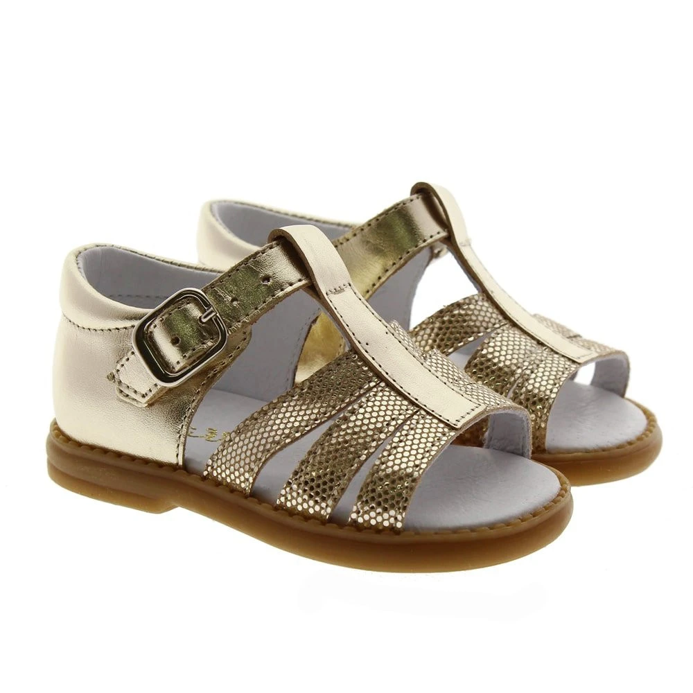 Sandalias Cerrada Metalizadas Dorada Con Strass Bebé Niña - Imagen 3