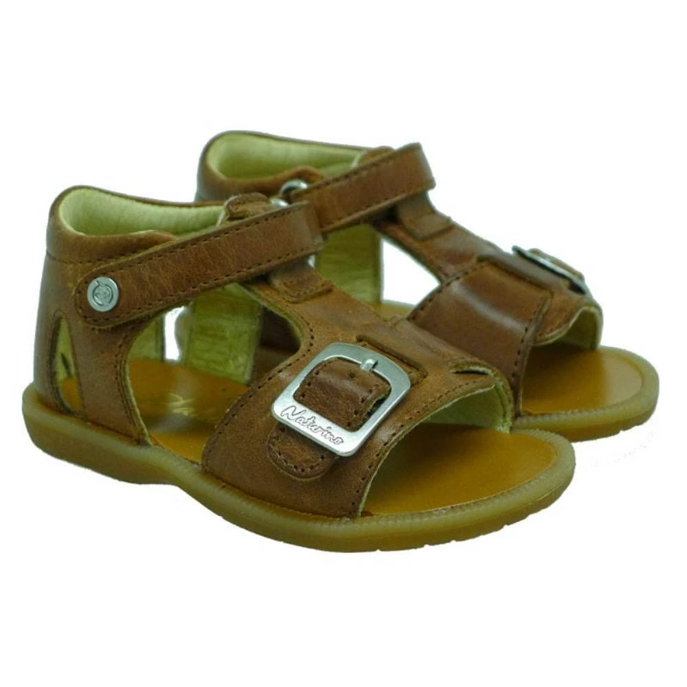 Sandalia Bebé Cuero Talón Cerrado Naturino 5045 Bark - Imagen 4
