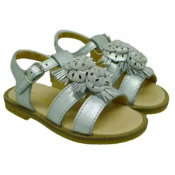 Sandalia Niña Piel Flores Clarys