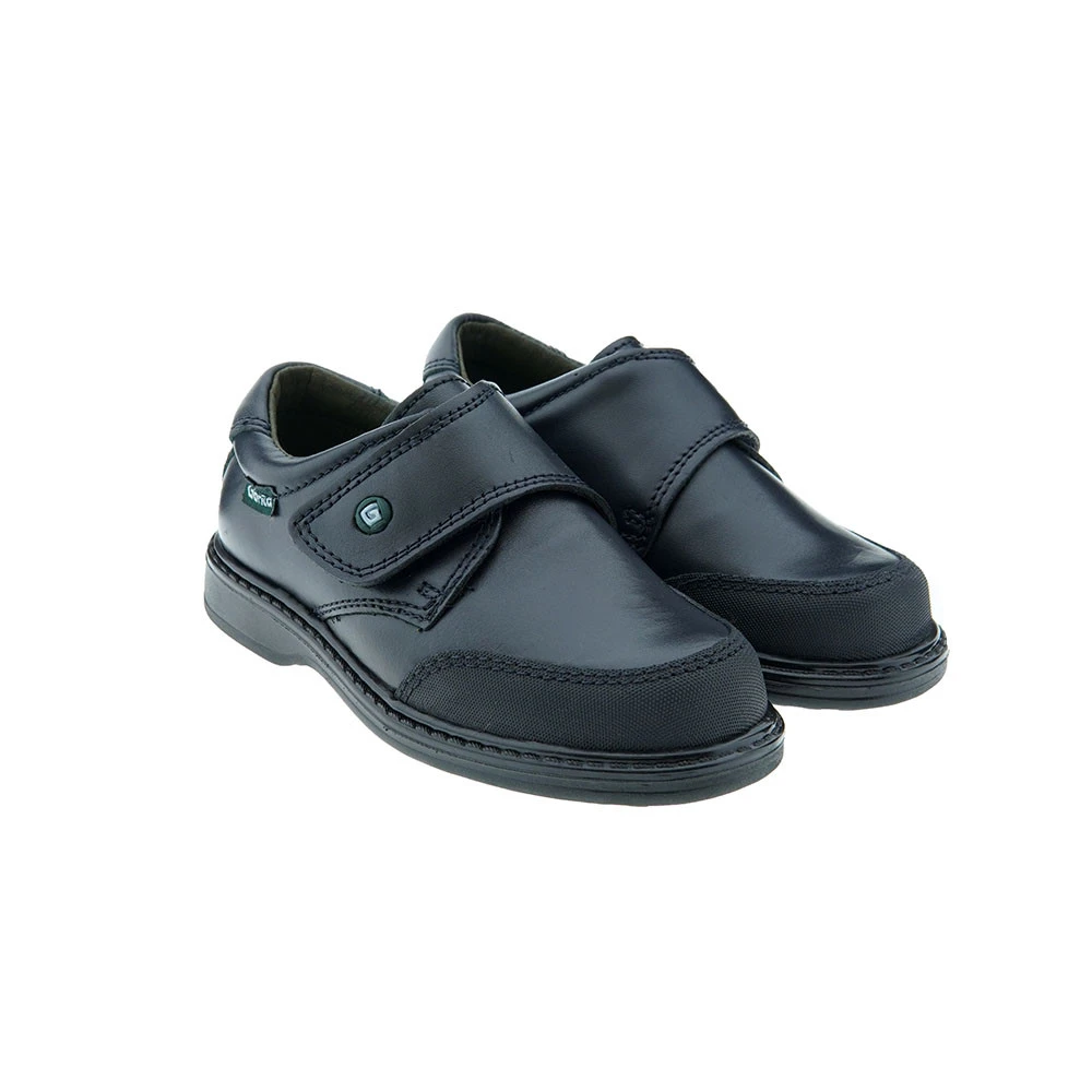 Zapato Colegial Niño Piel Con Cierre De Velcro Gorila 31401