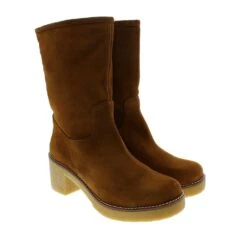 Botín Media Caña Y Tacón Grueso Tiziana Mar Roble