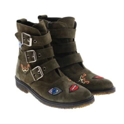 Botín Motero Bordados Piel Clic CL-9223