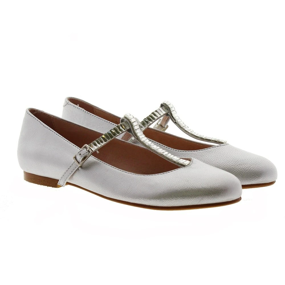 Merceditas Niña Metalizada Plata Strass Oca Loca 7541-91 - Imagen 6