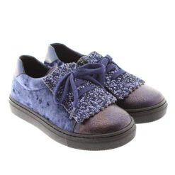 Zapato Deportivo Terciopelo Lengüeta Purpurina Cremallera Clarys 3839