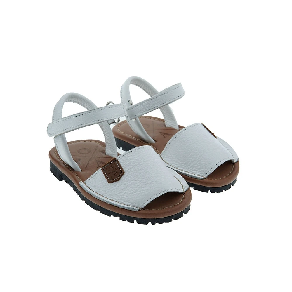 Clásicas Mini Menorquinas Piel Y Velcro Popa 1 Boomerang Blanco/cuero - Imagen 5