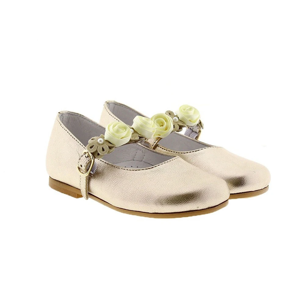 Merceditas Bebé Niña Metalizada Ceremonia Flores Carrile 10341 - Imagen 3