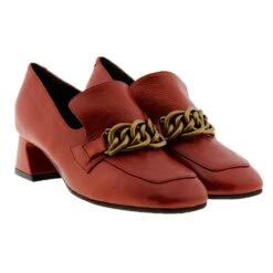 Zapato Tipo Mocasín Tacón Piel Cadena Jeannot 85156