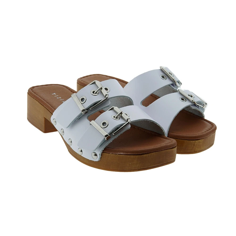 Sandalia Pala Doble Hebilla Tacón Madera Tiziana Julia-Tira - Imagen 5