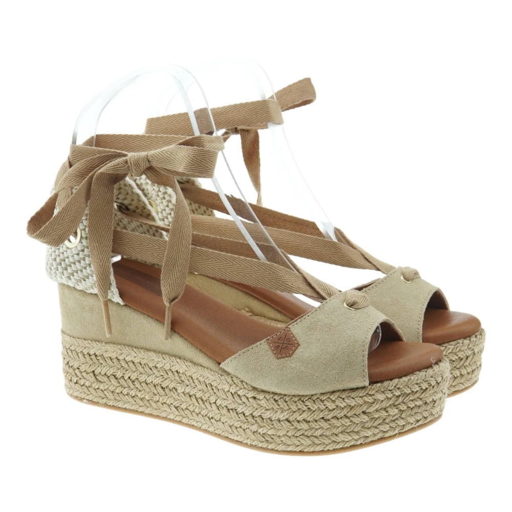 Esparteñas Piel Ante Cuña Y Plataforma Atadas Popa Valdes Lazada - Imagen 2