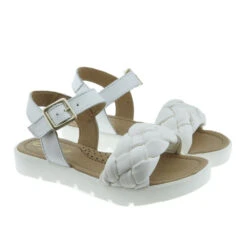 Sandalias Niña Piel Trenzada Hebilla Clarys 6666