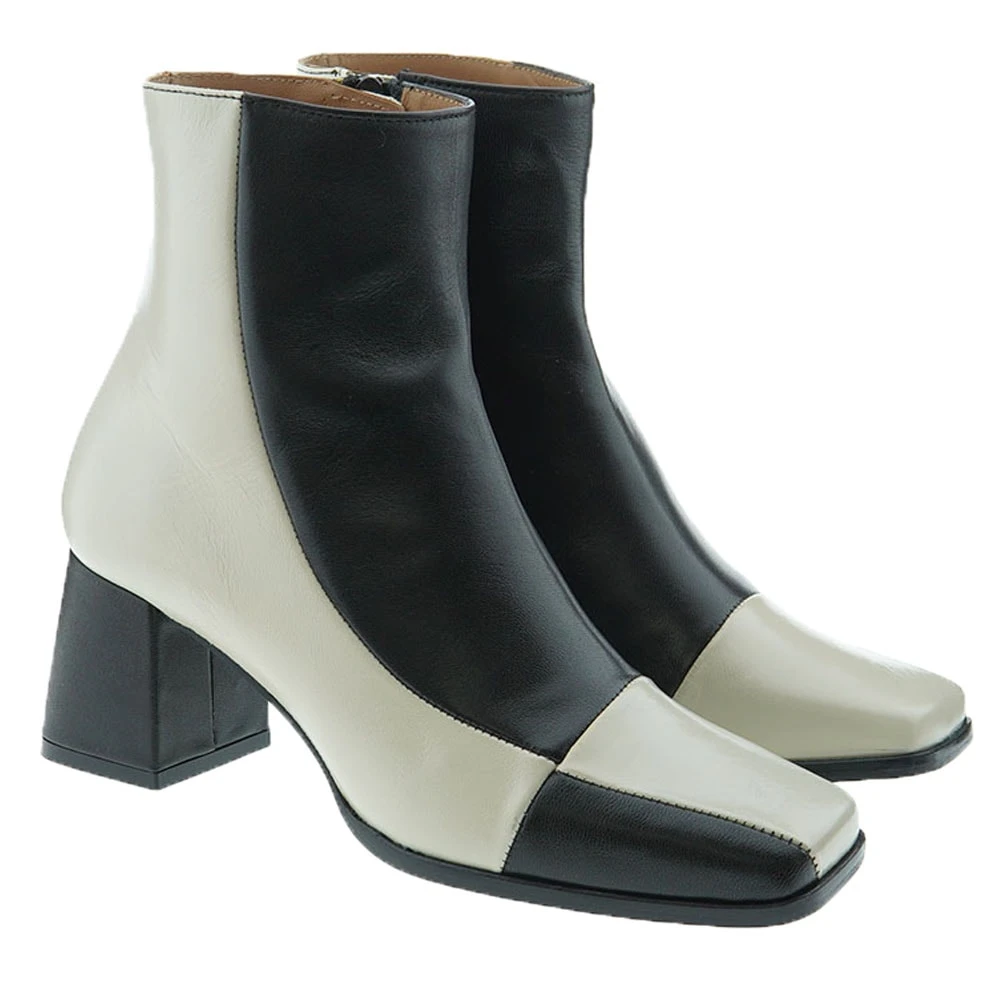 Botines Tacón Bicolor Piel Carrile S-3768