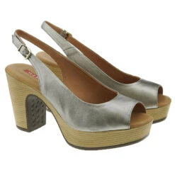Peep-toe Piel Metalizada Pedro Miralles 11450