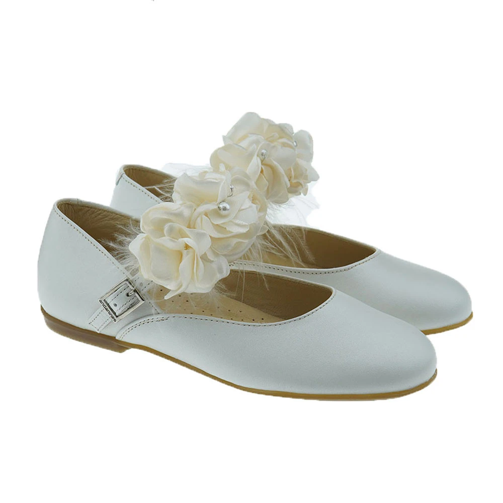 Merceditas Comunión Y Ceremonia Piel Flores Carrile 231560 - Imagen 2