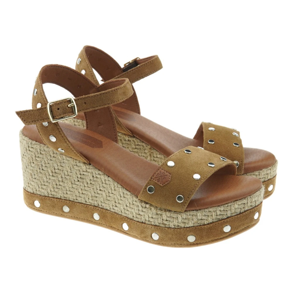 Alpargatas Cuña Y Plataforma Yute Tachuelas Popa Arambol Tachas - Imagen 3
