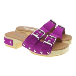 Sandalia Madera Serraje Doble Hebilla Tiziana Julia-Tira