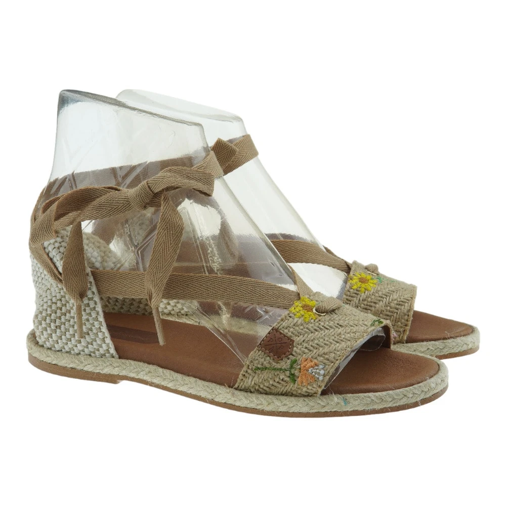 Sandalia Plana Yute Flores Bordadas Popa Clara Laz - Imagen 5