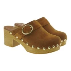 Zueco Ante Hebilla Tacón Madera Carrile Woman 11850