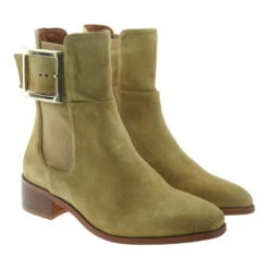 Botin Mujer Adorno Hebilla Popa Sienna Serraje