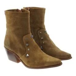 Botin Campero Piel Ante Tachuelas Popa Olivia Adornos